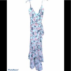 Altar’d State Floral Wrap Ruffle hi low dress S